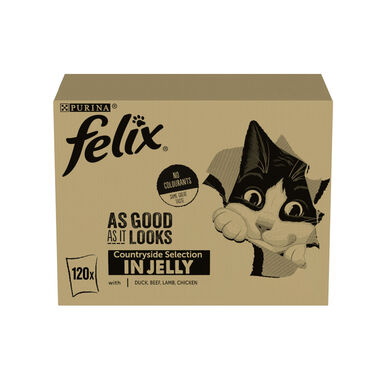 Felix Fantastic Selecciones Favoritas de Carnes en Gelatina sobre para gatos – Multipack 120